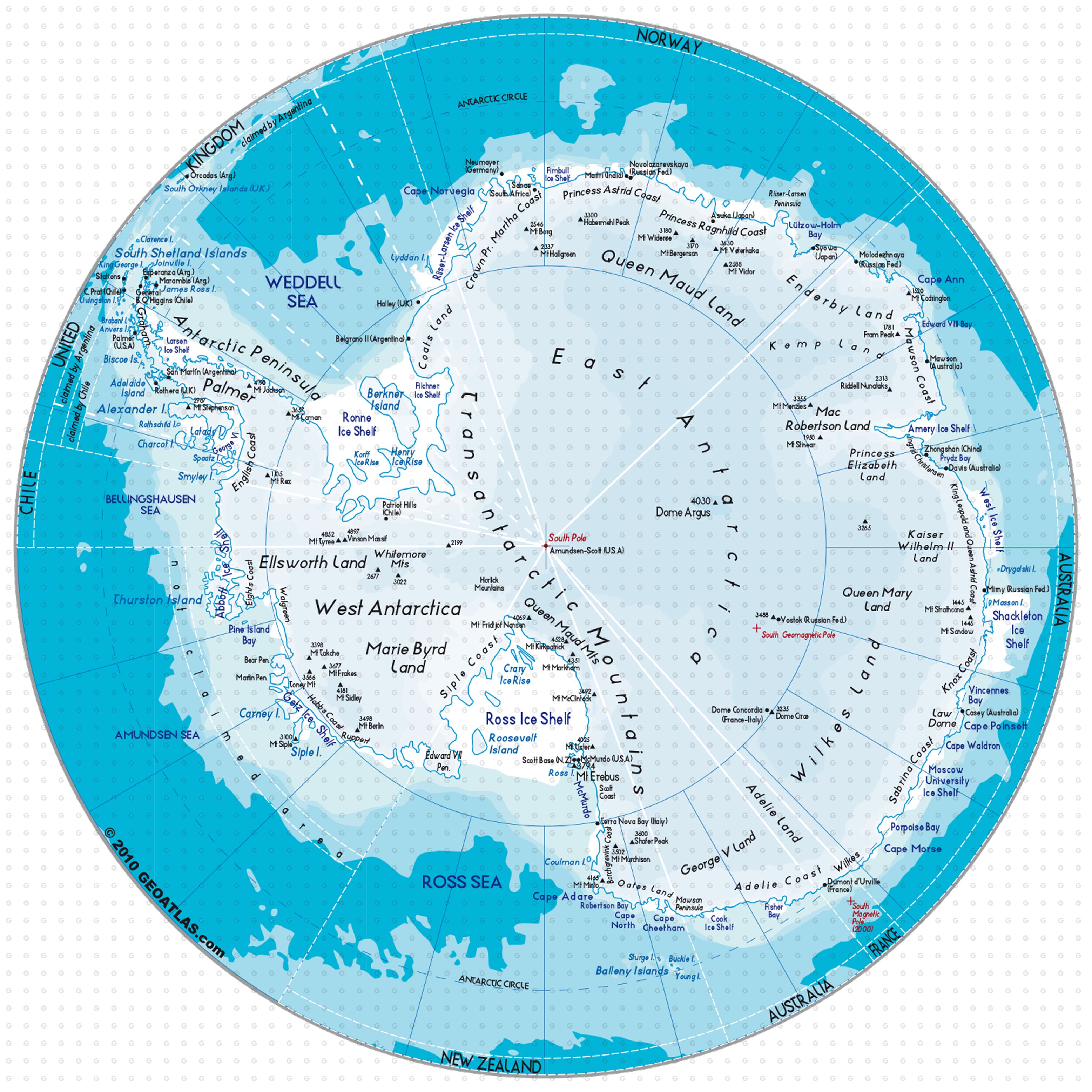 Море южного полушария. Карта Антарктиды географическая. Физическая карта Антарктиды 7 класс атлас. Антарктида на карте атлас. Физ карта Антарктиды.